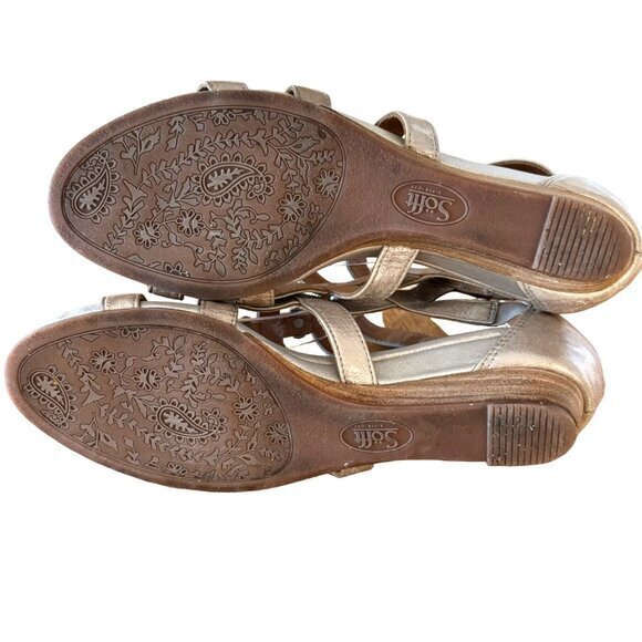 Sofft Women's Rio II Wedge Sandal Silver Metallic Gladiator Strappy Zip Size 8.5 - Picture 8 of 11
